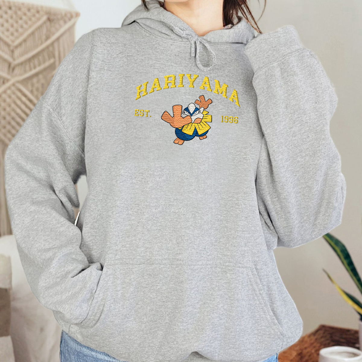 Hariyama Adorable Anime-Themed Embroidered T-Shirt,Crewneck,Hoodie-Trendy Versatile and a Thoughtful Gift for Friends,H-C-1153