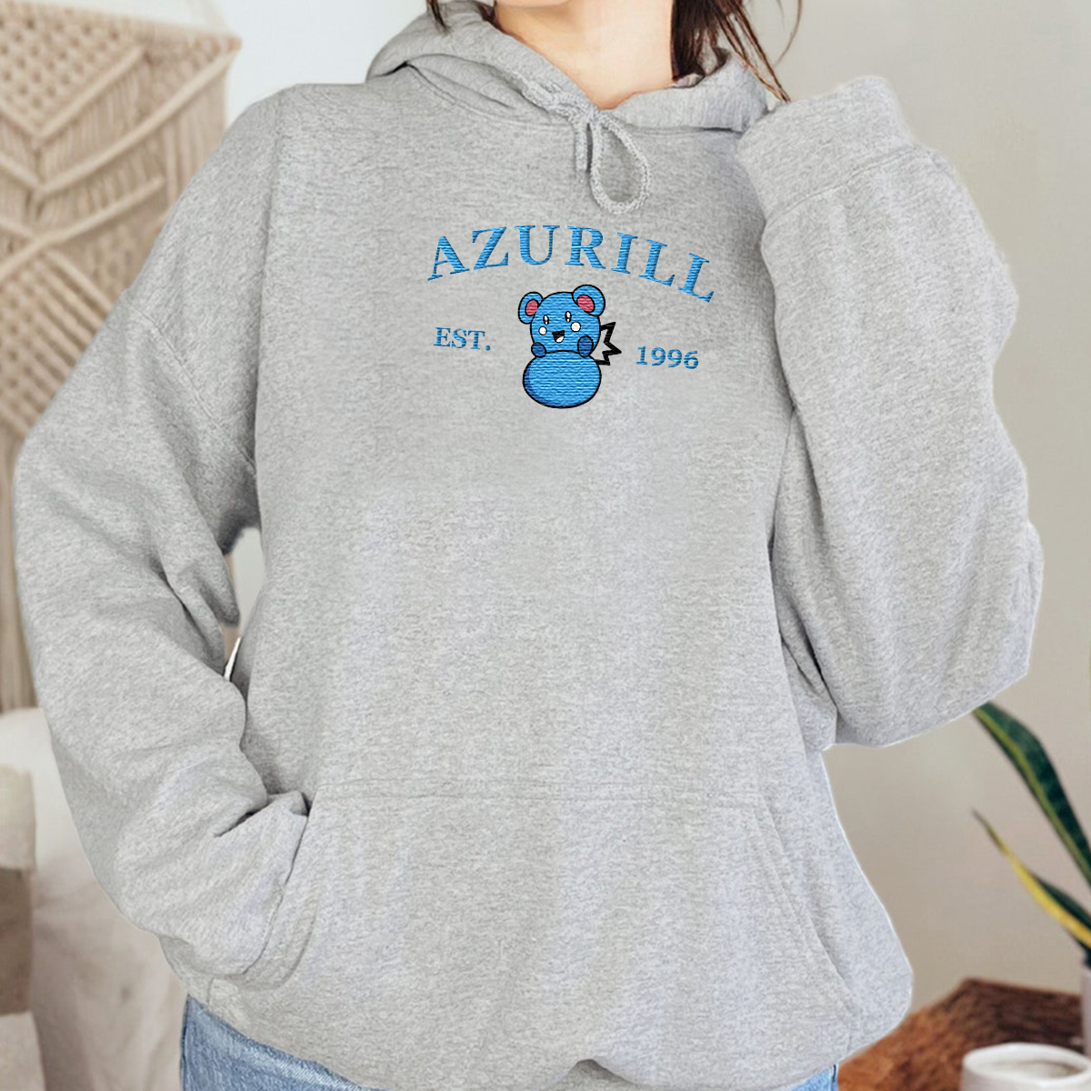 Azurill-Q. Anime Characters Embroidered Unisex T-Shirt,Crewneck,Hoodie For Gift,H-C-958