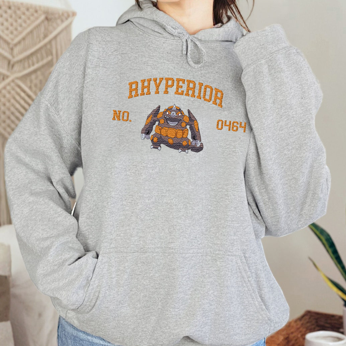 Rhyperior Adorable Anime-Themed Embroidered T-Shirt,Crewneck,Hoodie-Trendy Versatile and a Thoughtful Gift for Friends,H-C-1559
