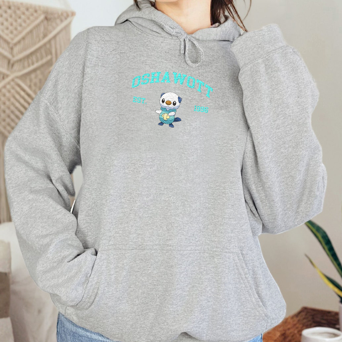 Oshawott Adorable Anime-Themed Embroidered T-Shirt,Crewneck,Hoodie-Trendy Versatile and a Thoughtful Gift for Friends,H-C-852