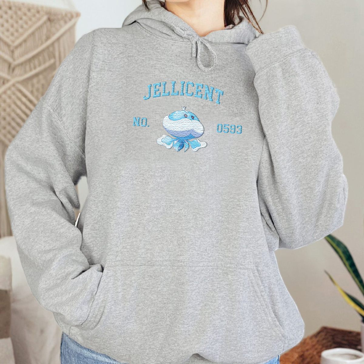 Jellicent Adorable Anime-Themed Embroidered T-Shirt,Crewneck,Hoodie-Trendy Versatile and a Thoughtful Gift for Friends,H-C-1521