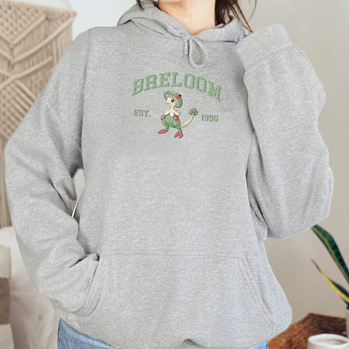Breloom Adorable Anime-Themed Embroidered T-Shirt,Crewneck,Hoodie-Trendy Versatile and a Thoughtful Gift for Friends,H-C-827