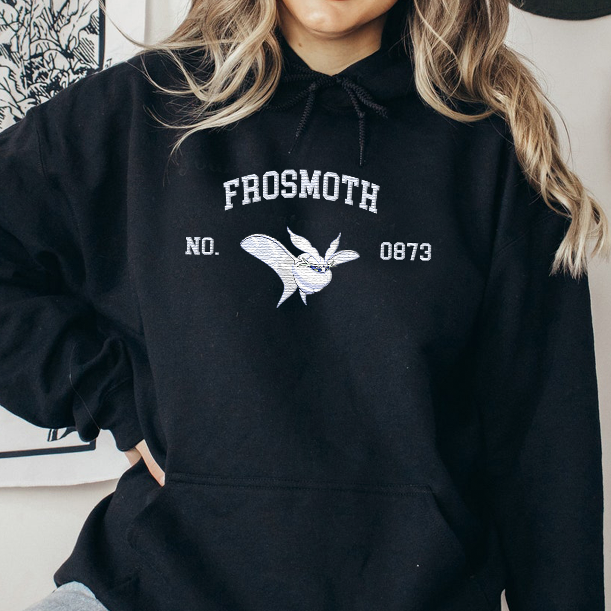 Frosmoth Adorable Anime-Themed Embroidered T-Shirt,Crewneck,Hoodie-Trendy Versatile and a Thoughtful Gift for Friends,H-C-1652