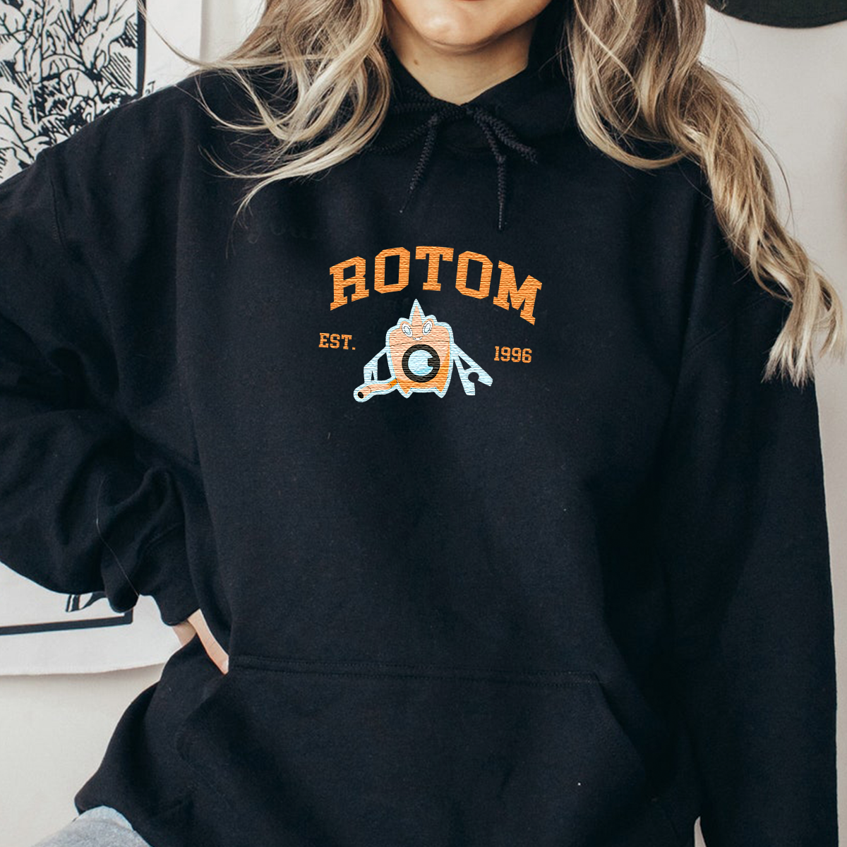 Rotom Anime Characters Embroidered Unisex T-Shirt,Crewneck,Hoodie For Gift,H-C-1015