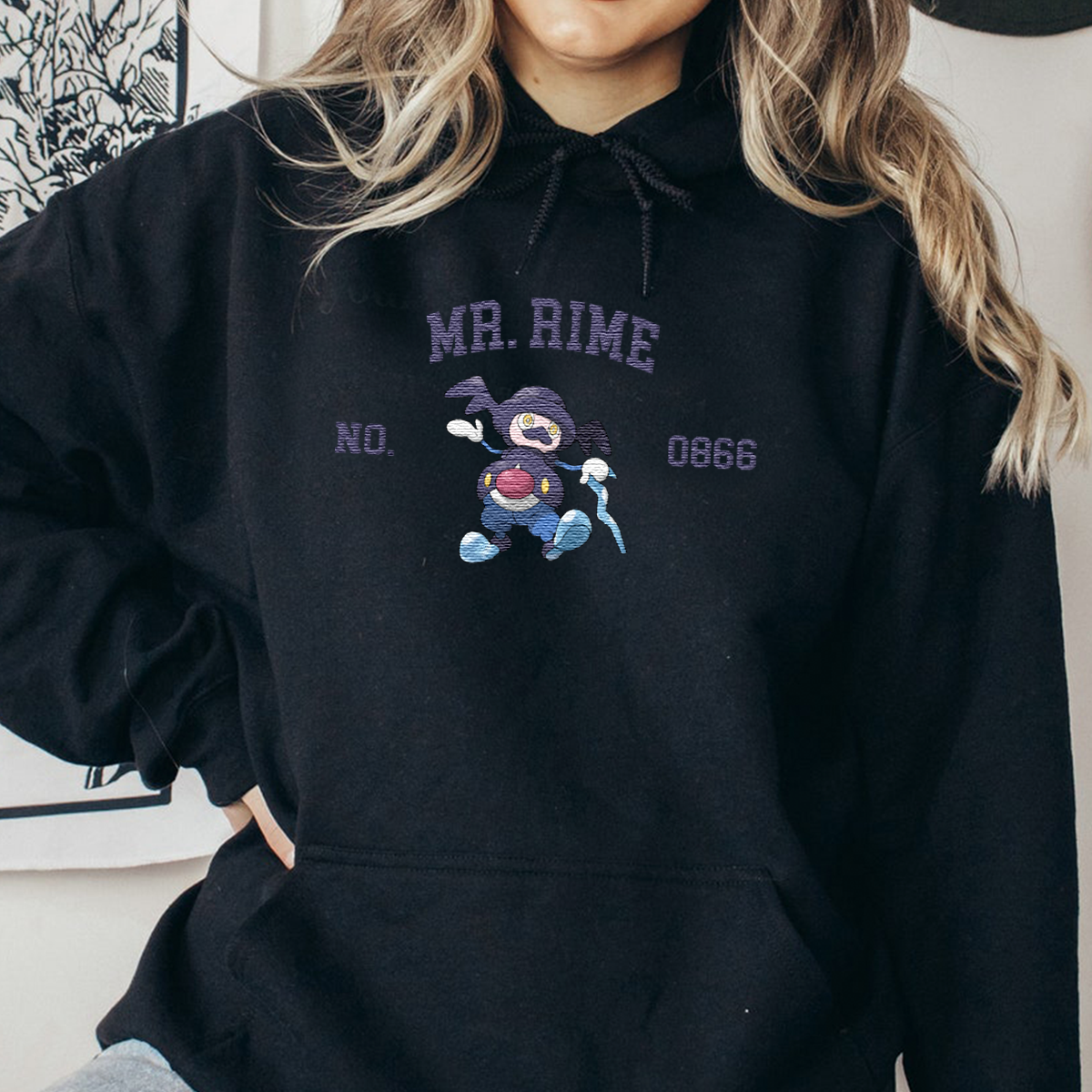 Mr.Rime Adorable Anime-Themed Embroidered T-Shirt,Crewneck,Hoodie-Trendy Versatile and a Thoughtful Gift for Friends,H-C-1580