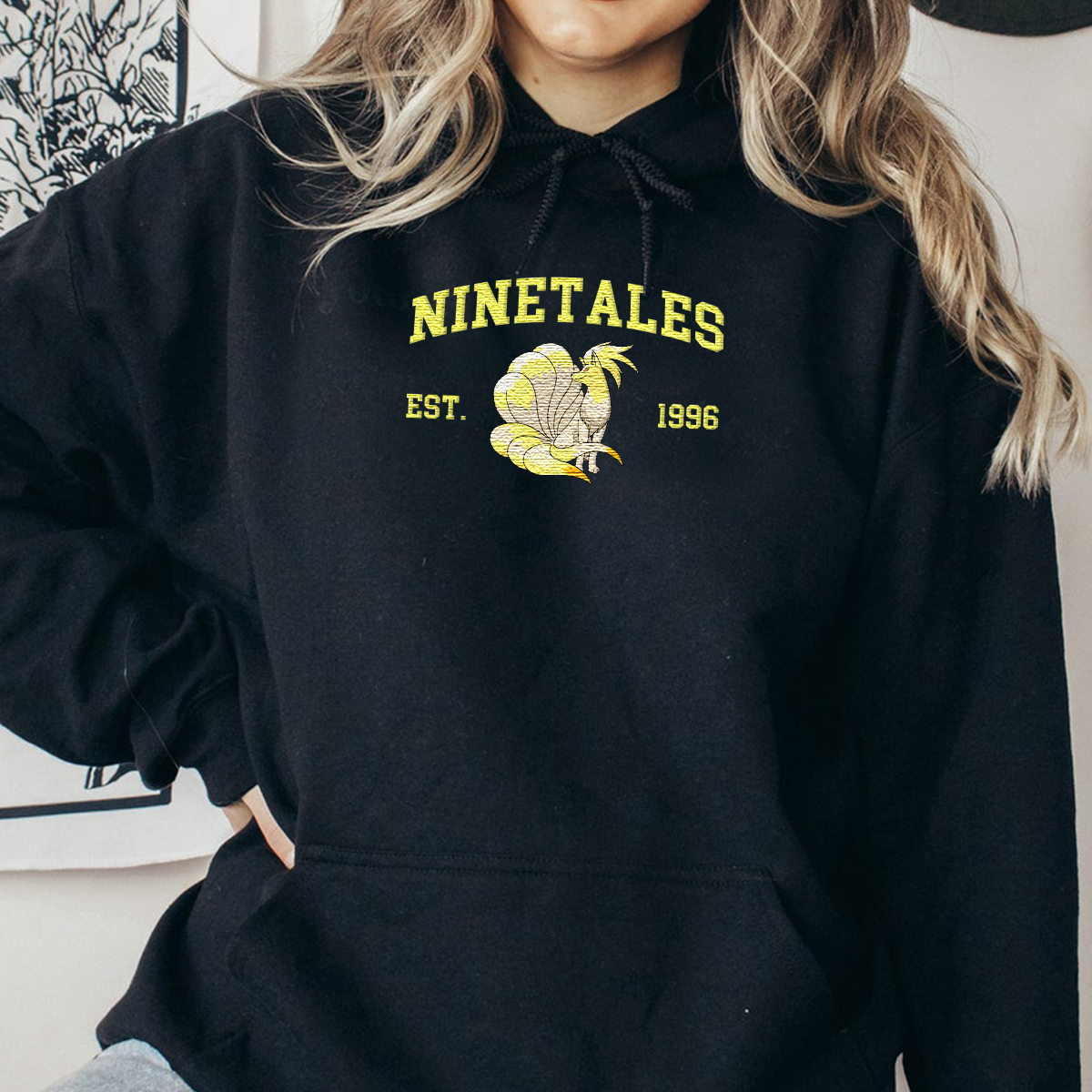 Ninetales Anime Characters Embroidered Unisex T-Shirt,Crewneck,Hoodie For Gift,H-C-1190