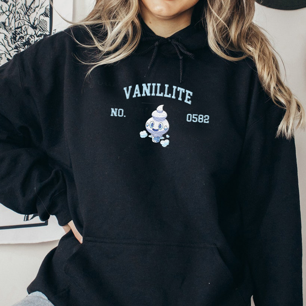 Vanillite Adorable Anime-Themed Embroidered T-Shirt,Crewneck,Hoodie-Trendy Versatile and a Thoughtful Gift for Friends,H-C-1719