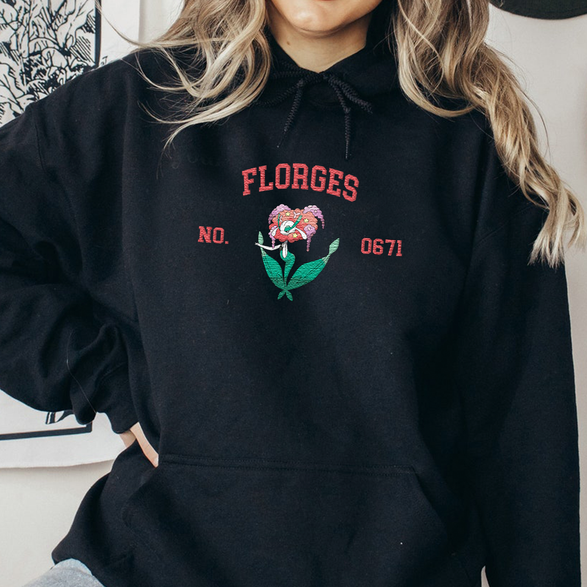 Florges Anime-Themed Embroidered T-Shirt,Crewneck,Hoodie-Trendy Versatile and a Thoughtful Gift for Friends,H-C-1795