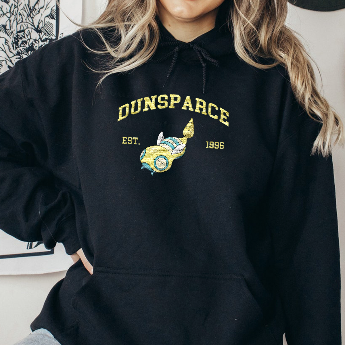 Dunsparce Adorable Anime-Themed Embroidered T-Shirt,Crewneck,Hoodie-Trendy Versatile and a Thoughtful Gift for Friends,H-C-882