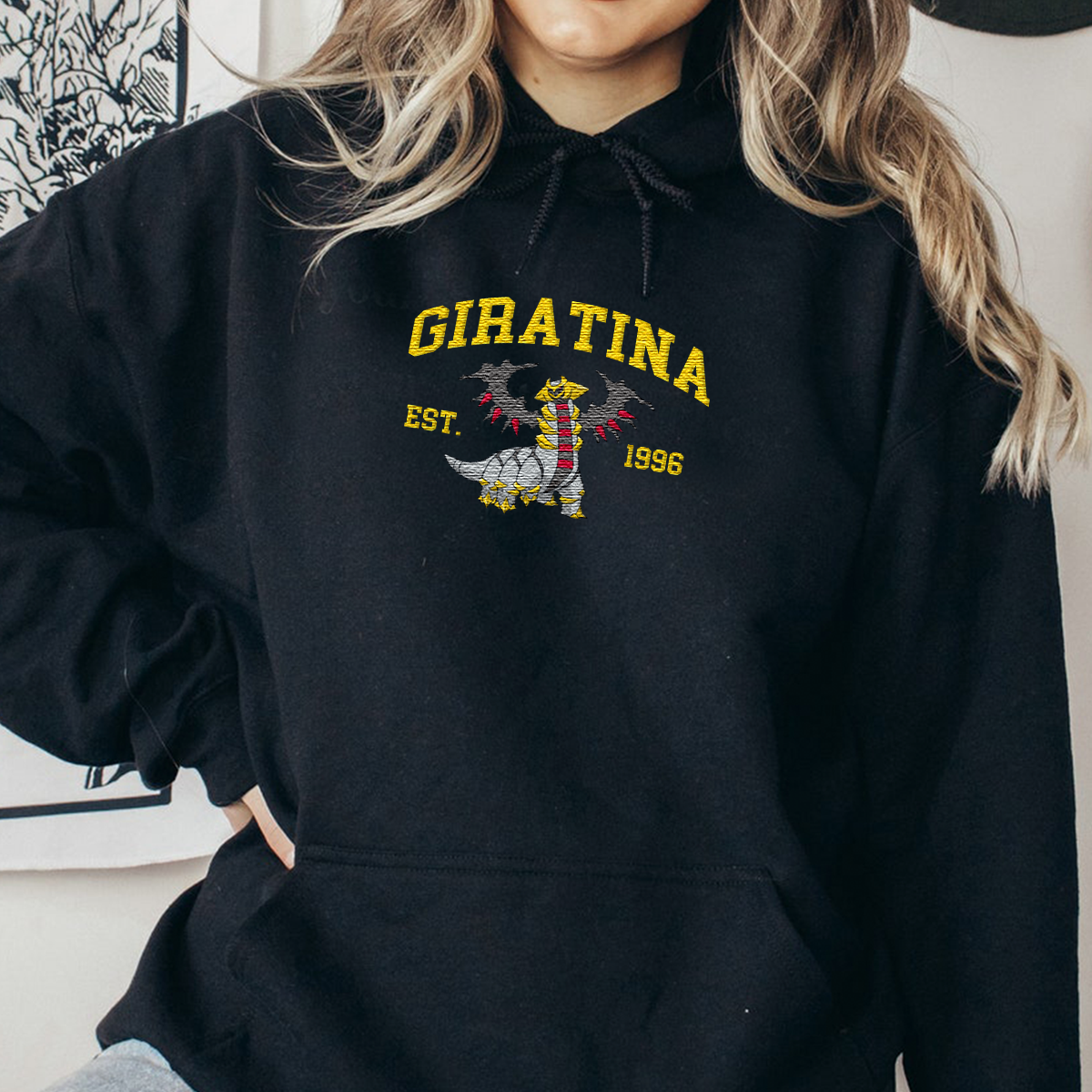 Giratina Adorable Anime-Themed Embroidered T-Shirt,Crewneck,Hoodie-Trendy Versatile and a Thoughtful Gift for Friends,H-C-1160