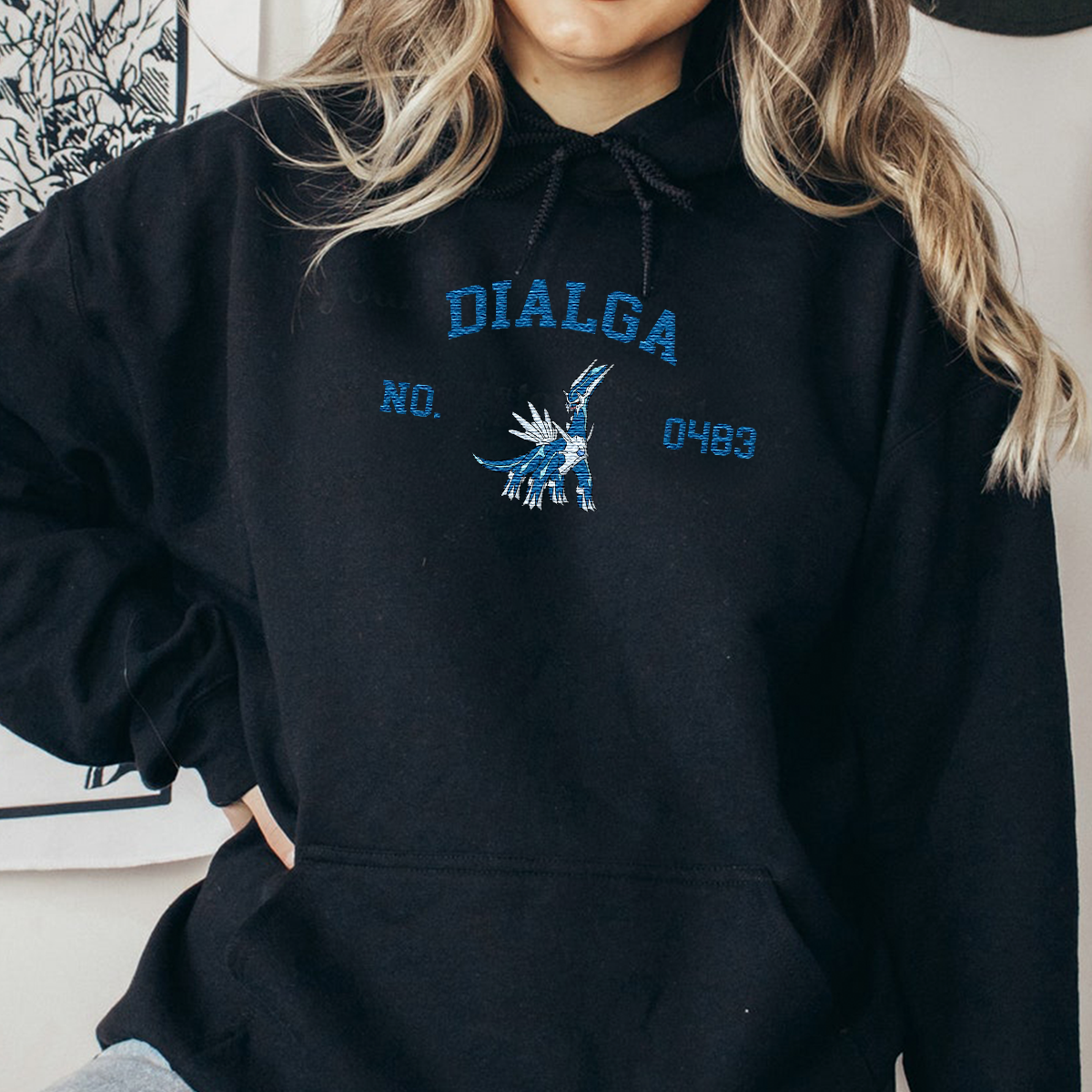 Dialga Adorable Anime-Themed Embroidered T-Shirt,Crewneck,Hoodie-Trendy Versatile and a Thoughtful Gift for Friends,H-C-1296