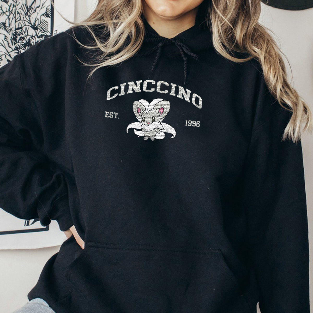 Cinccino Anime Characters Embroidered Unisex T-Shirt,Crewneck,Hoodie For Gift,H-C-1166