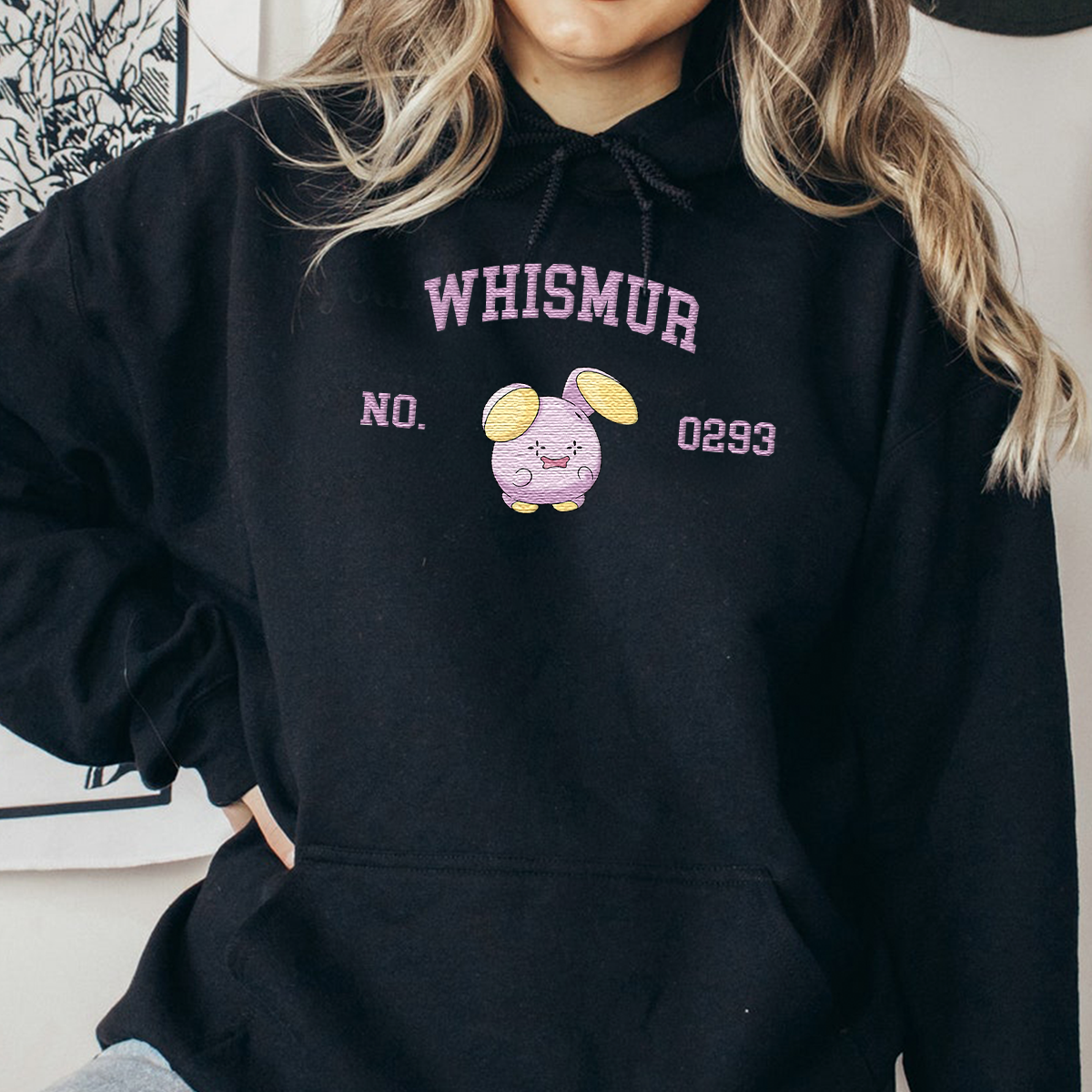 Whismur Adorable Anime-Themed Embroidered T-Shirt,Crewneck,Hoodie-Trendy Versatile and a Thoughtful Gift for Friends,H-C-1597