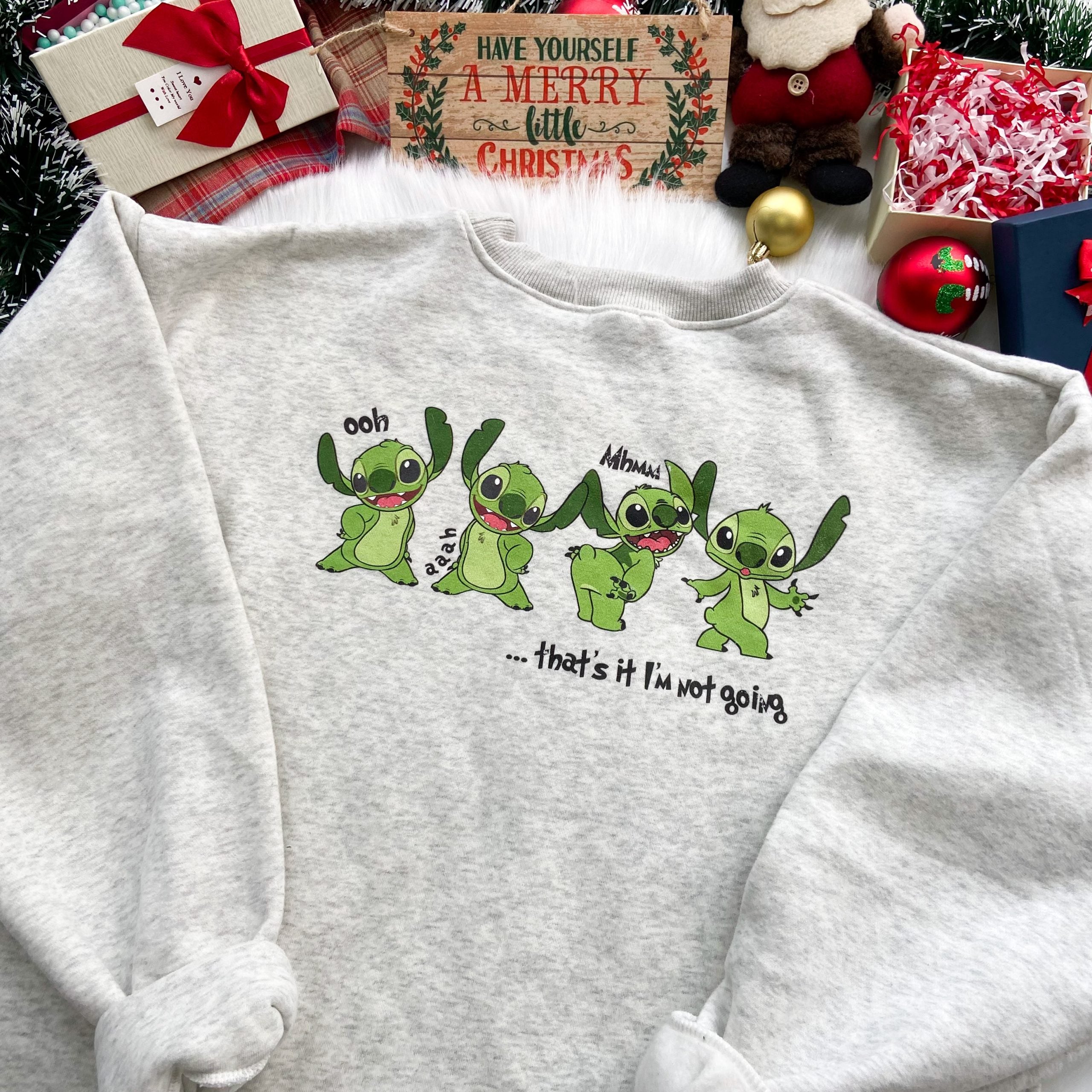 Stitch Grinch Not Going Christmas T-Shirt,Crewneck,Hoodie,TS-C-245