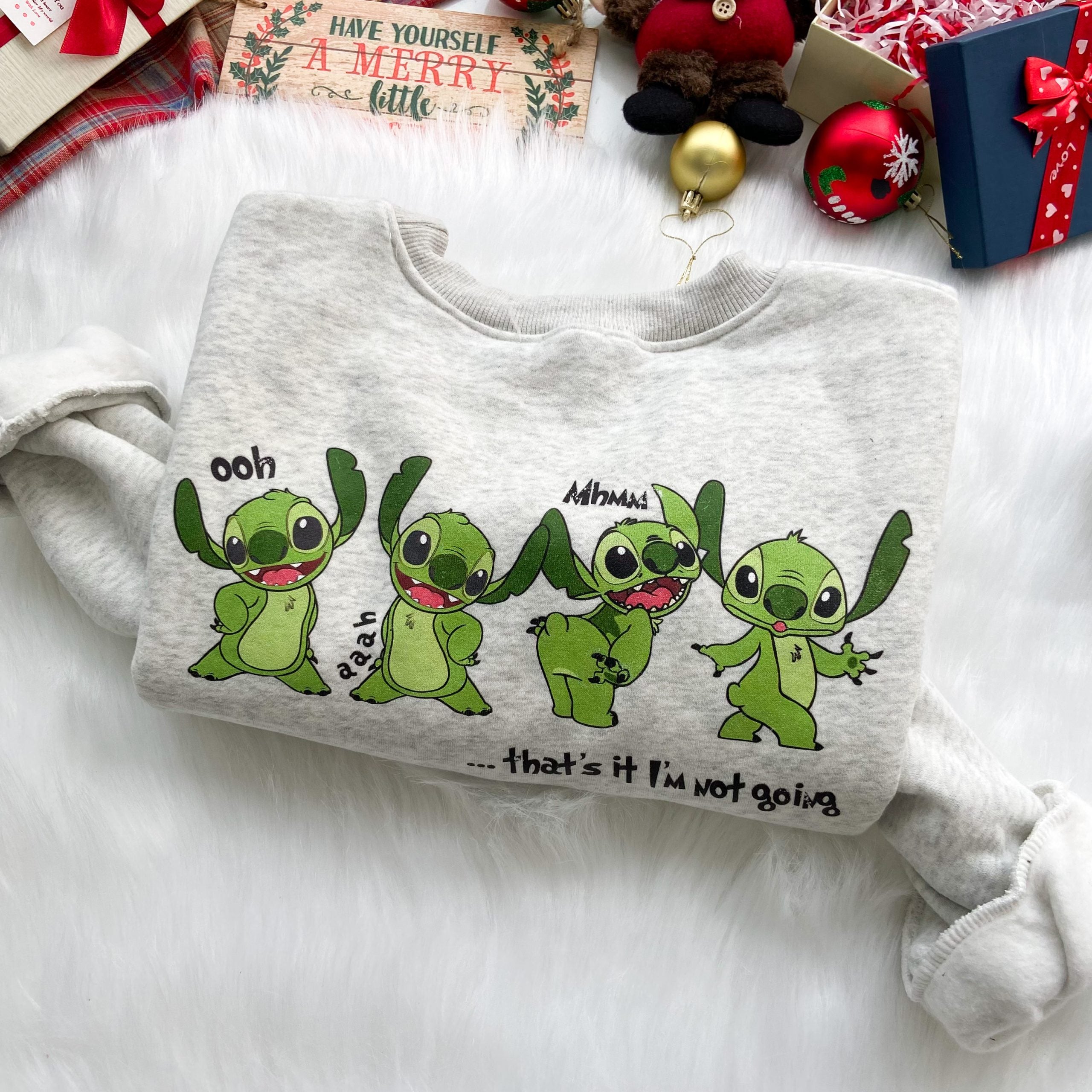 Stitch Grinch Not Going Christmas T-Shirt,Crewneck,Hoodie,TS-C-245