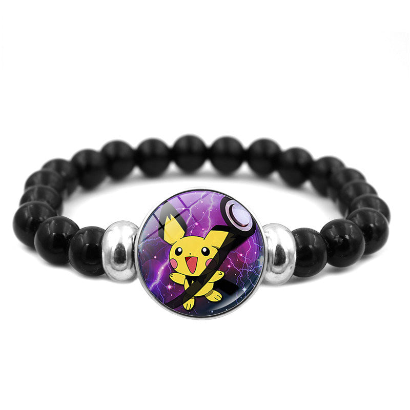 Adorable Black Bead Snap Button Bracelet,A Perfect Gift for Friends and Family,B04