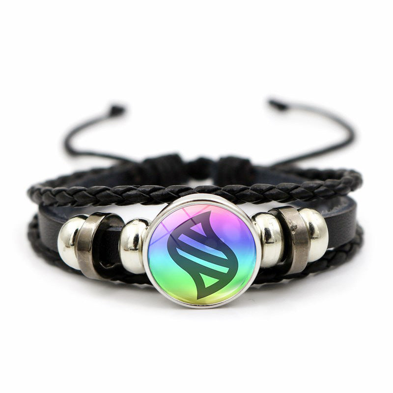 Cute and Magical Black Woven Leather Button Bracelet,A Perfect Gift for Friends and Family,B03