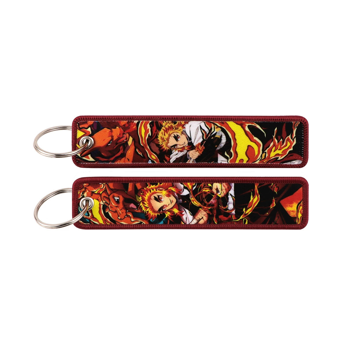 Cartoon Demon Slayer Jacquard Keychain Lanyard, Demon Access Card Holder, Fabric Keychain for ID and Office Badge,017
