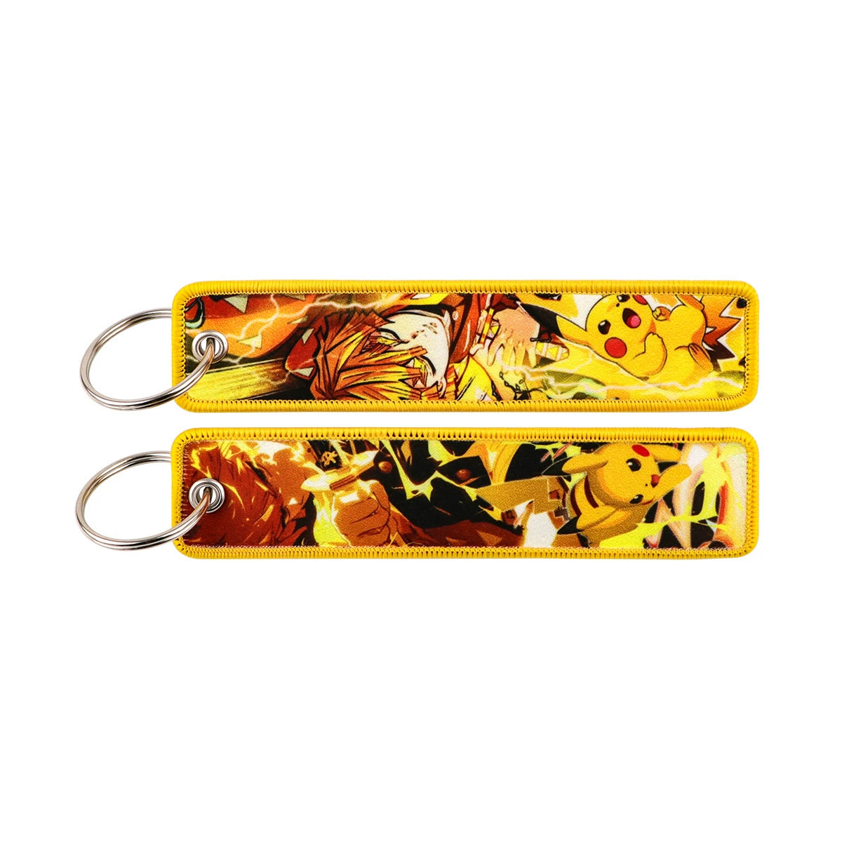 Cartoon Demon Slayer Jacquard Keychain Lanyard, Demon Access Card Holder, Fabric Keychain for ID and Office Badge,017