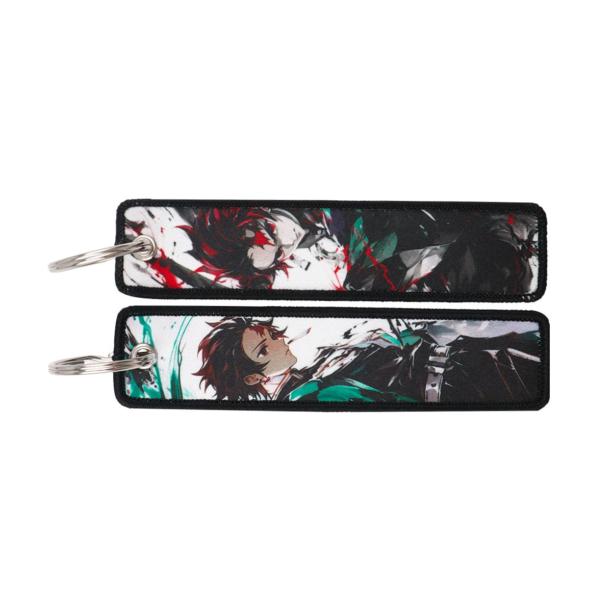 Cartoon Demon Slayer Jacquard Keychain Lanyard, Demon Access Card Holder, Fabric Keychain for ID and Office Badge,017