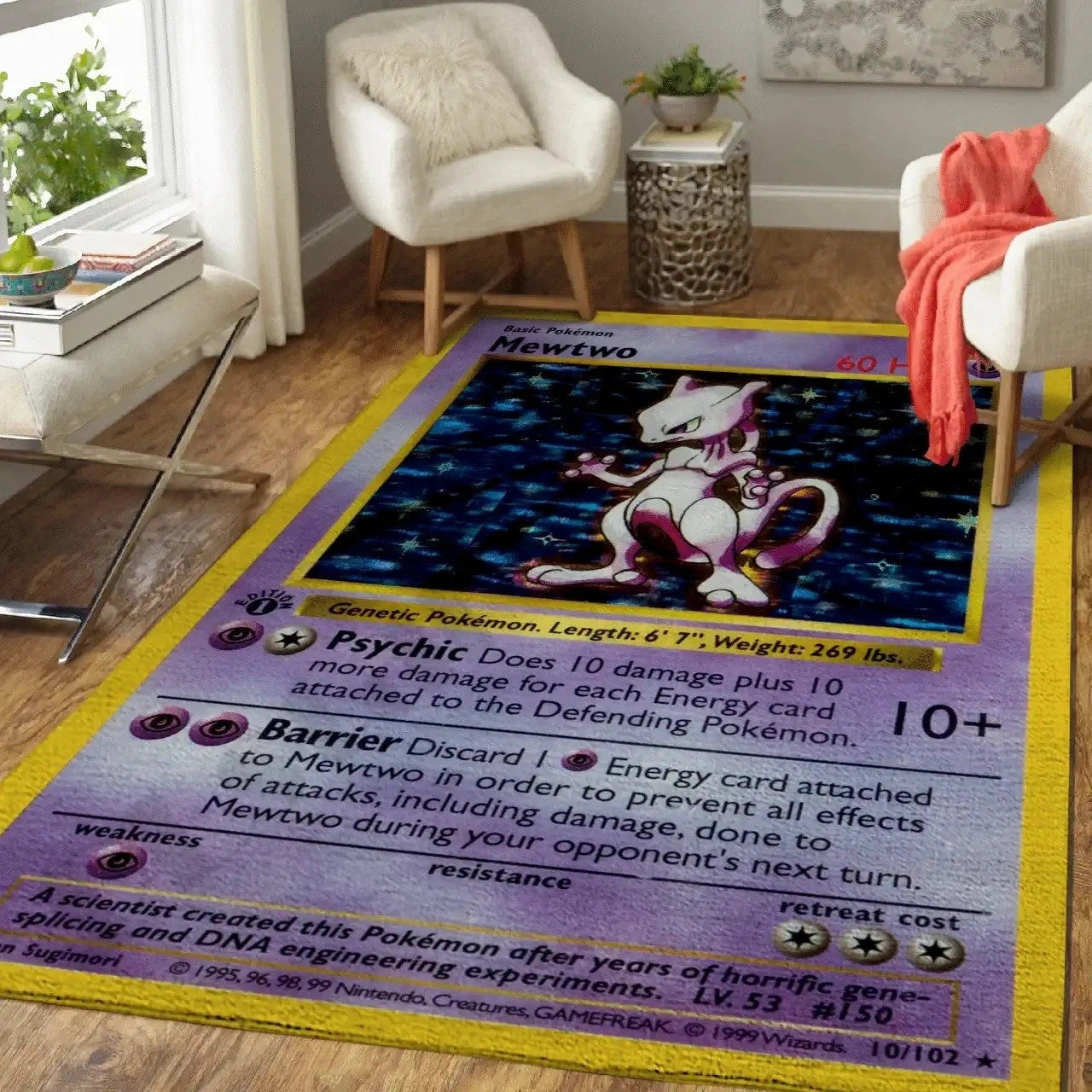 Mewtwo Pokémon Fleece Blanket Digital Printed Throw Blanket,B-C-1043