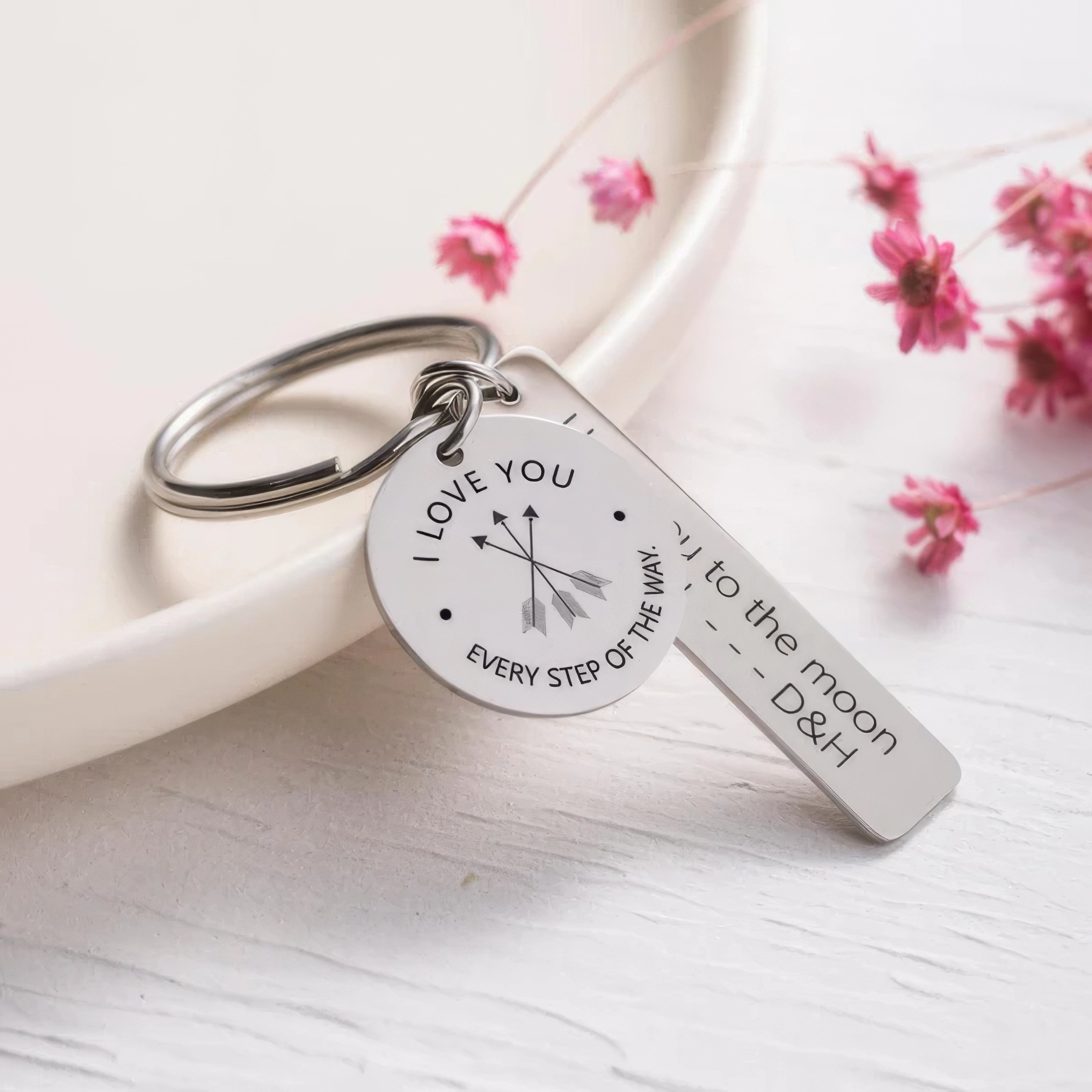 Personalized Bar Keychain Birthday Gift Engraved Picture Keyring For Family Friend,J-A-303