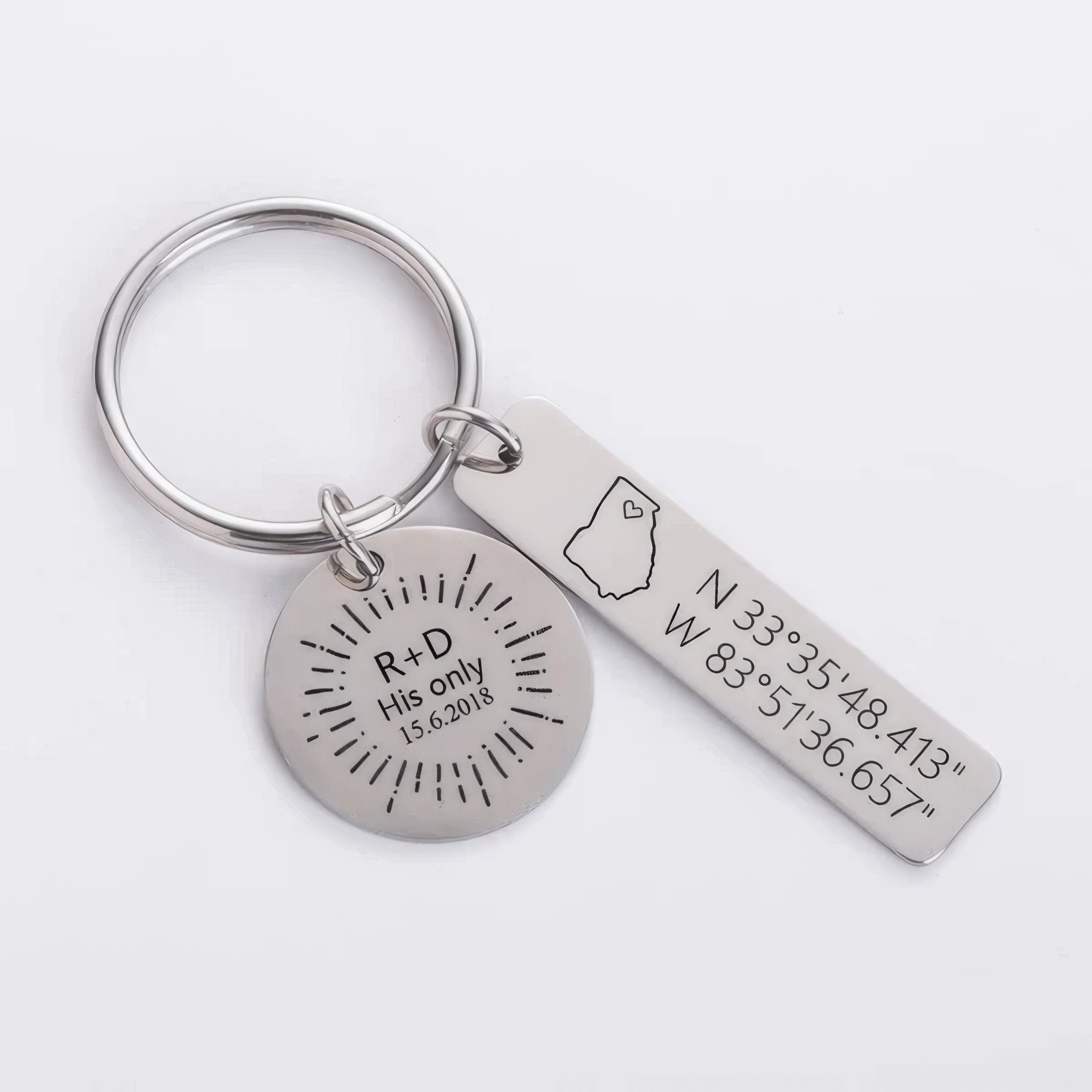 Personalized Bar Keychain Birthday Gift Engraved Picture Keyring For Family Friend,J-A-303