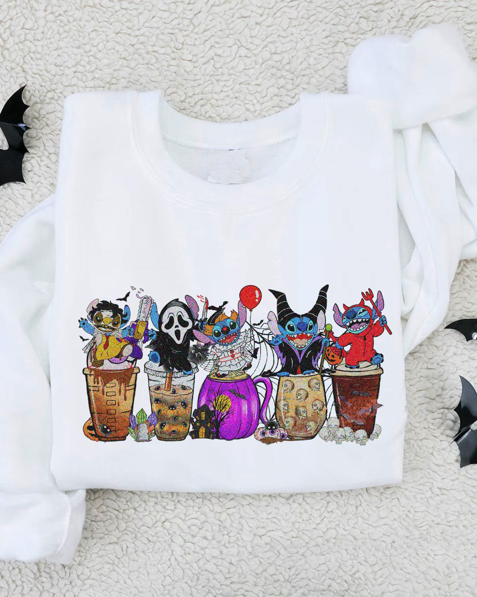 Spooky Halloween Coffee Cup Stitch T-Shirt,Crewneck,Hoodie,H-C-139