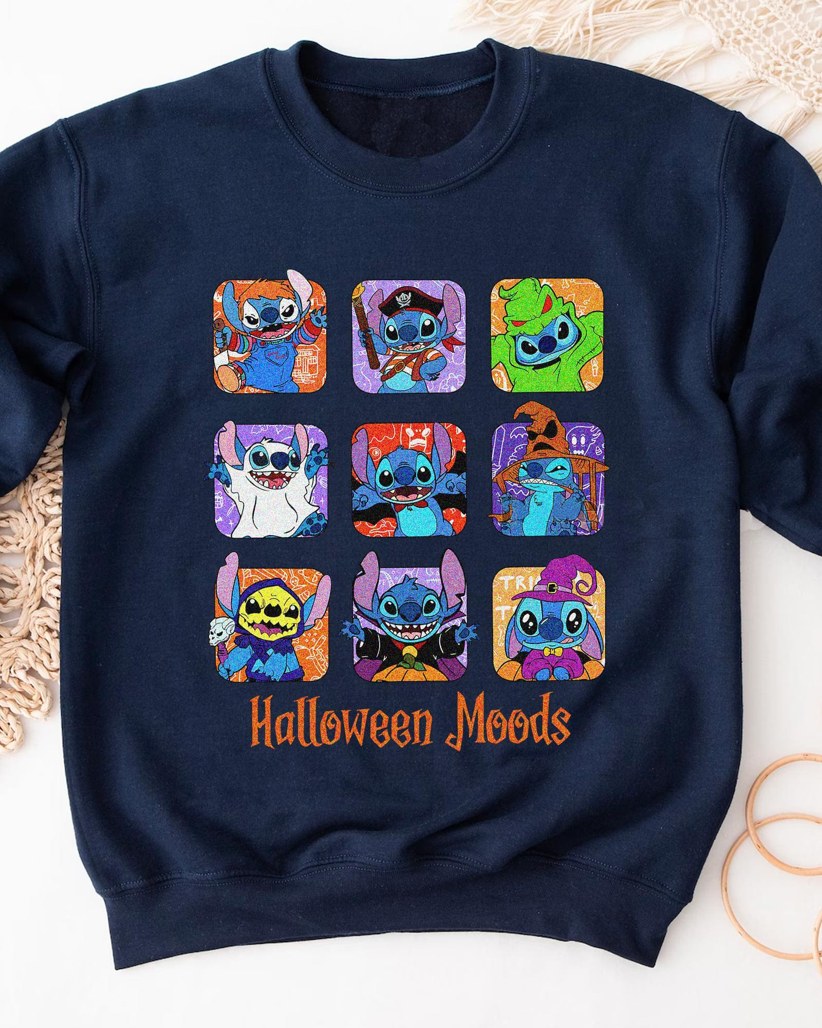 Halloween Moods Nine-Grid Stitch T-Shirt,Crewneck,Hoodie,H-C-150