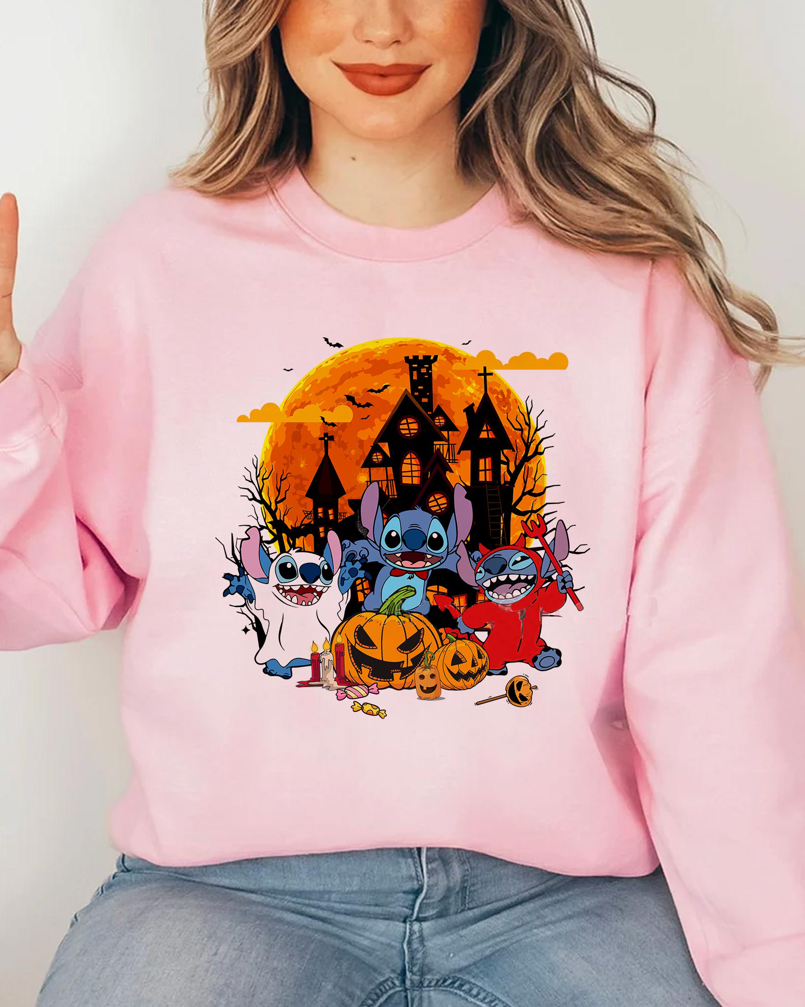 Spooky Halloween Vibes Stitch Series T-Shirt,Crewneck,Hoodie,H-C-140