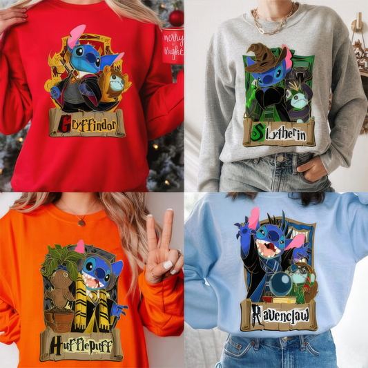 Stitch Harry Potter Four Houses In Hogwarts Crewneck,H-C-107