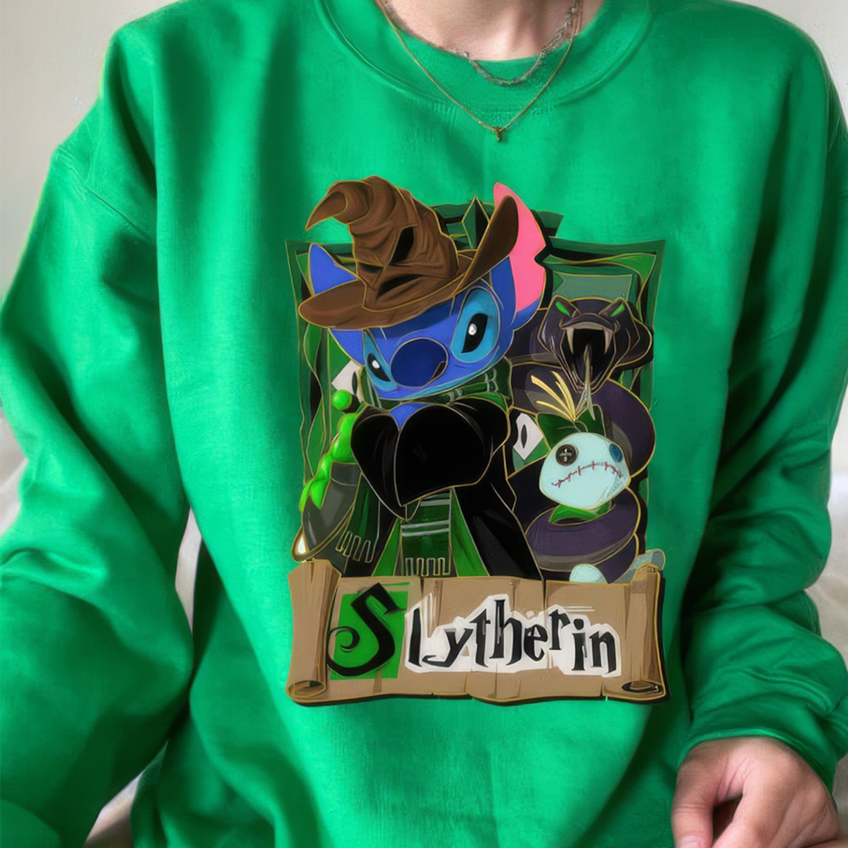 Stitch Harry Potter Four Houses In Hogwarts Crewneck,H-C-107
