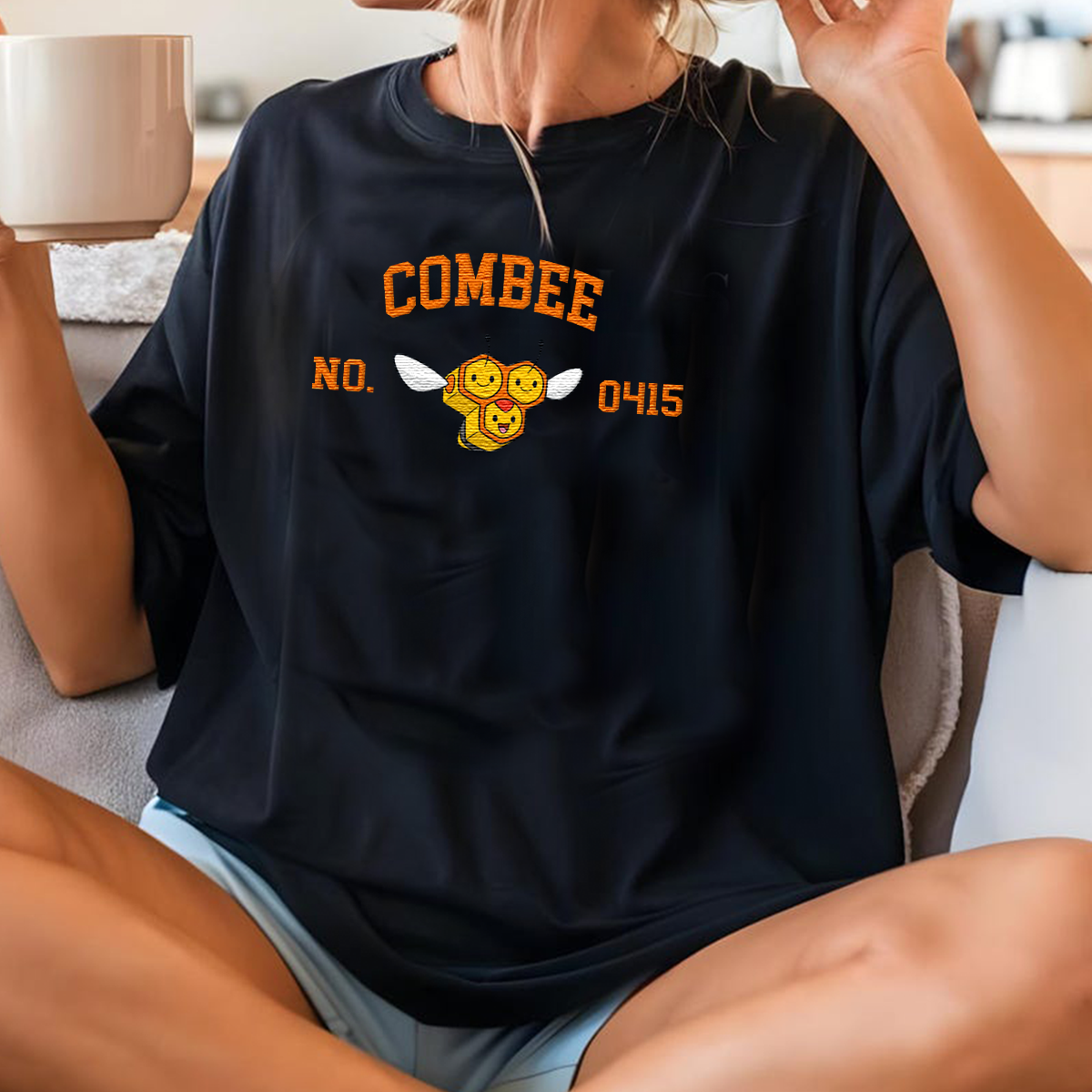 Combee Adorable Anime-Themed Embroidered T-Shirt,Crewneck,Hoodie-Trendy Versatile and a Thoughtful Gift for Friends,H-C-1424