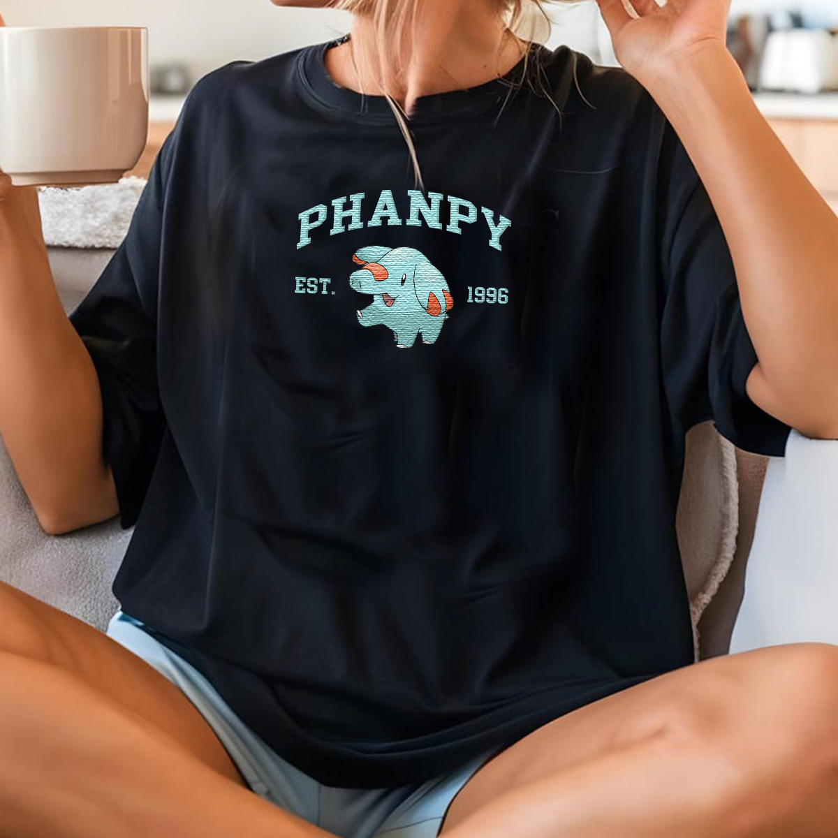 Phanpa Adorable Anime-Themed Embroidered T-Shirt,Crewneck,Hoodie-Trendy Versatile and a Thoughtful Gift for Friends,H-C-1157