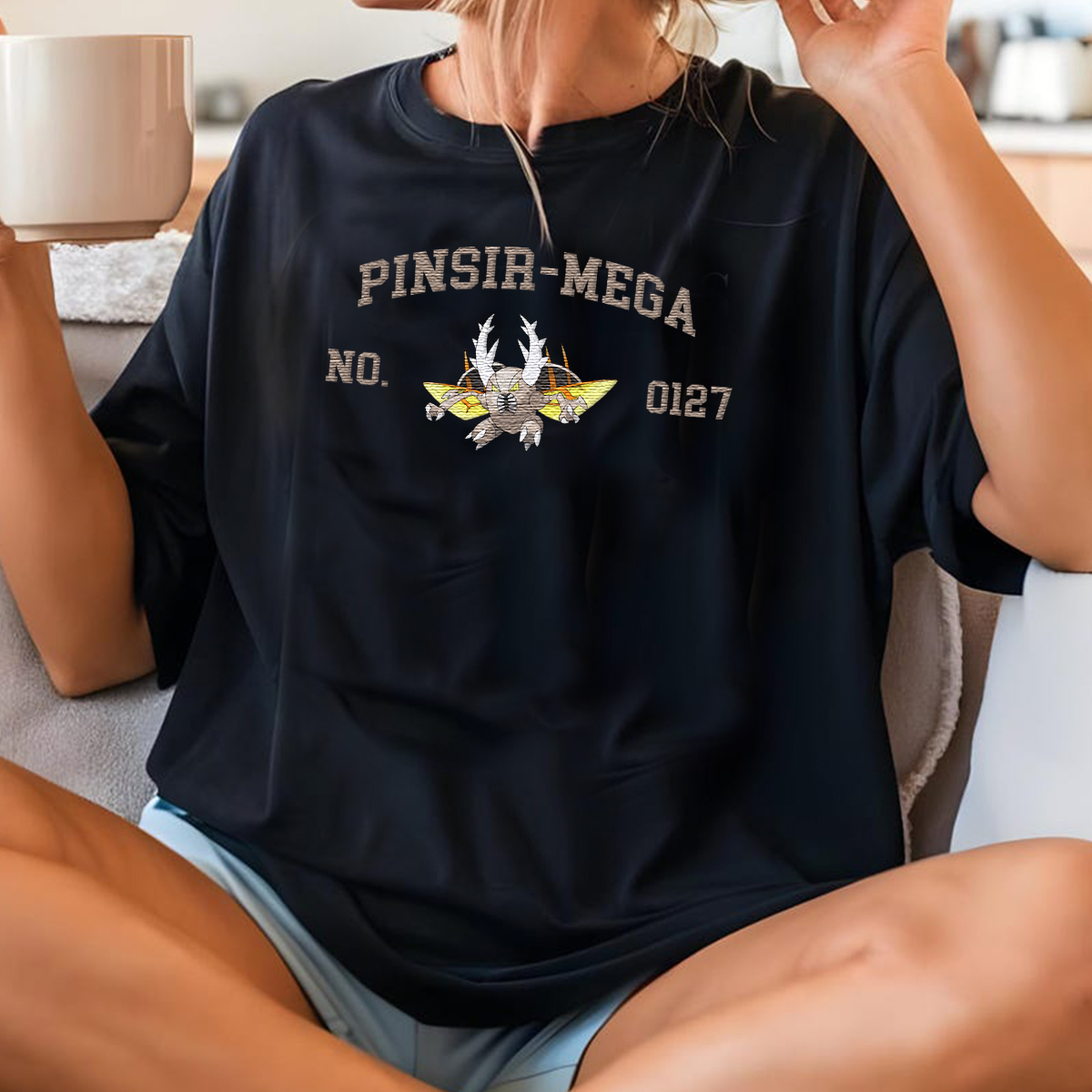 Pinsir-Mega Adorable Anime-Themed Embroidered T-Shirt,Crewneck,Hoodie-Trendy Versatile and a Thoughtful Gift for Friends,H-C-1481