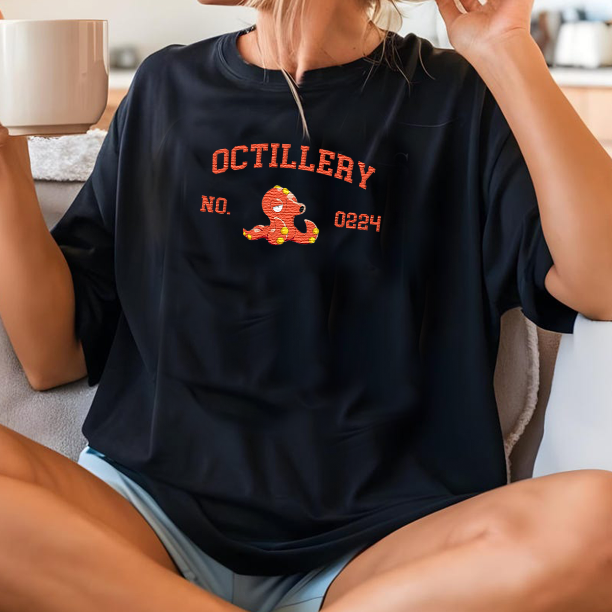 Octillery Adorable Anime-Themed Embroidered T-Shirt,Crewneck,Hoodie-Trendy Versatile and a Thoughtful Gift for Friends,H-C-1366