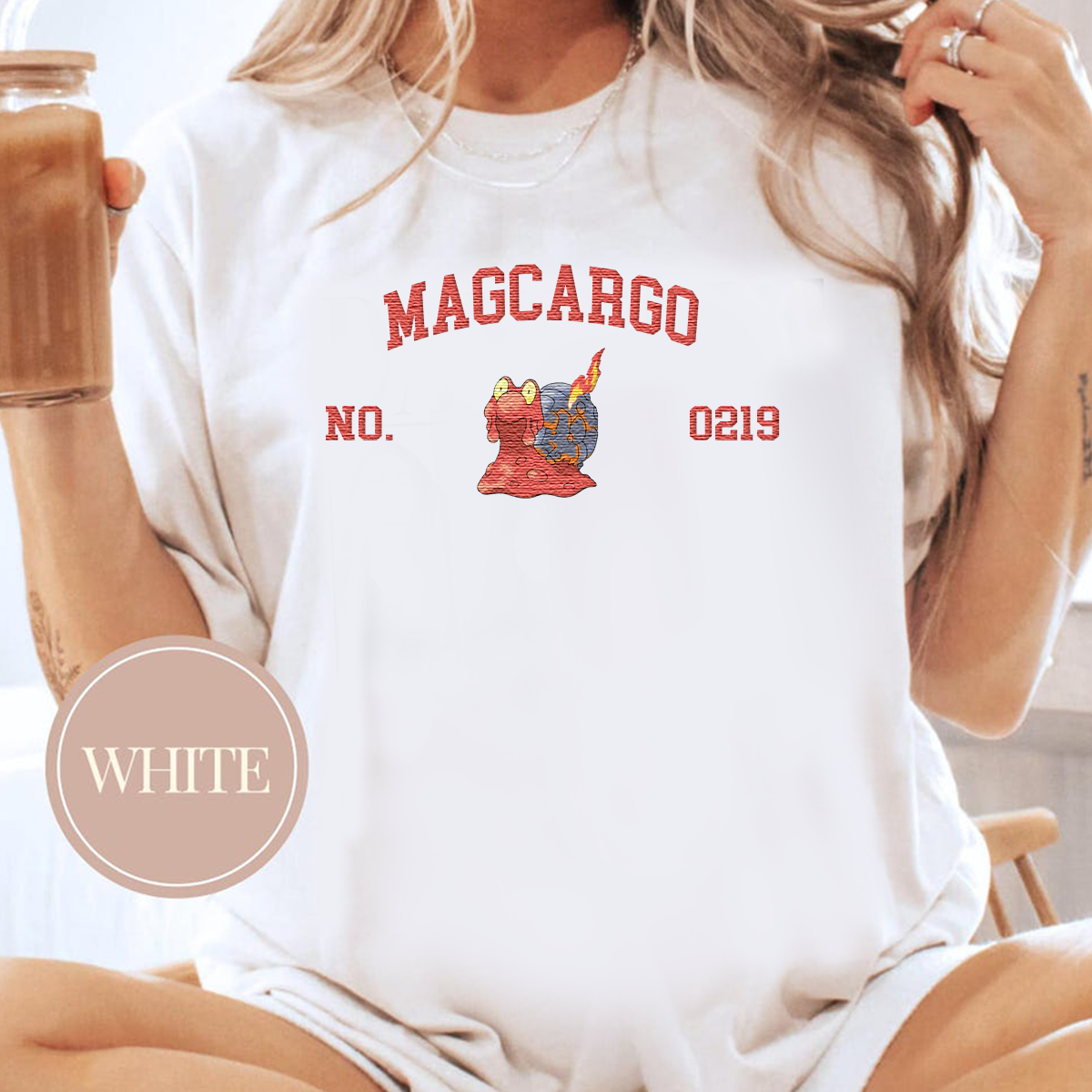 Magcargo Adorable Anime-Themed Embroidered T-Shirt,Crewneck,Hoodie-Trendy Versatile and a Thoughtful Gift for Friends,H-C-1623