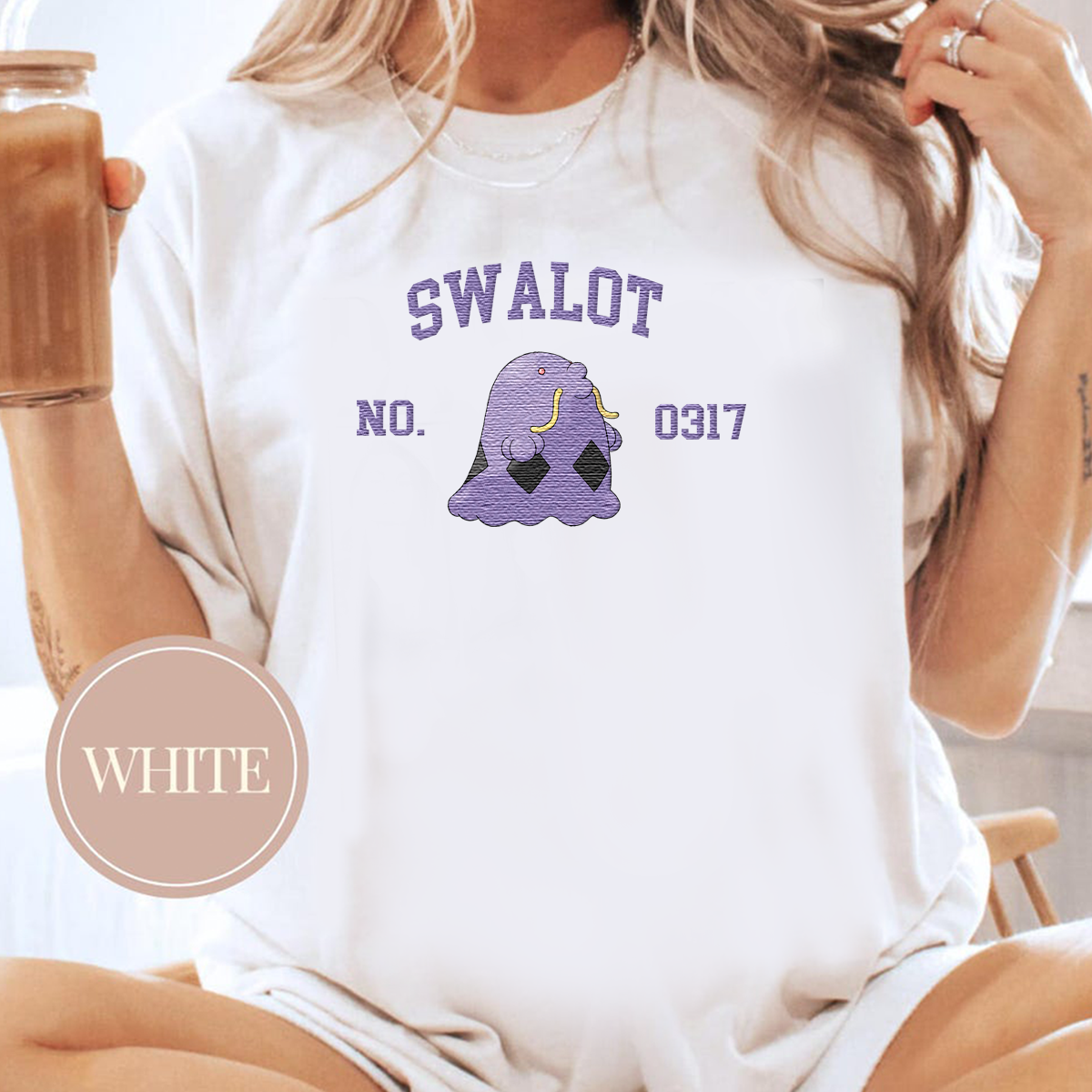 Swalot Adorable Anime-Themed Embroidered T-Shirt,Crewneck,Hoodie-Trendy Versatile and a Thoughtful Gift for Friends,H-C-1469