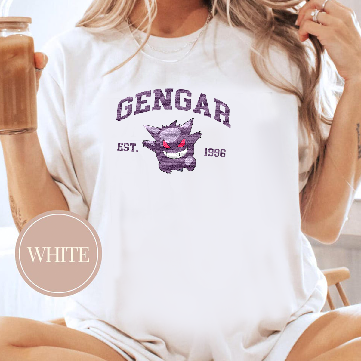 Gengar Anime Characters Embroidered Unisex T-Shirt,Crewneck,Hoodie For Gift,H-C-720