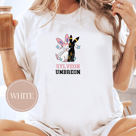 Sylveon Umbreon Adorable Anime-Themed Embroidered T-Shirt,Crewneck,Hoodie-Trendy Versatile and a Thoughtful Gift for Friends,H-C-1758