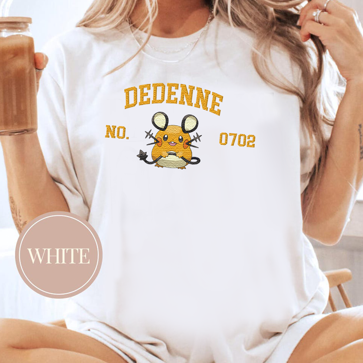 Dedenne Adorable Anime-Themed Embroidered T-Shirt,Crewneck,Hoodie-Trendy Versatile and a Thoughtful Gift for Friends,H-C-1563