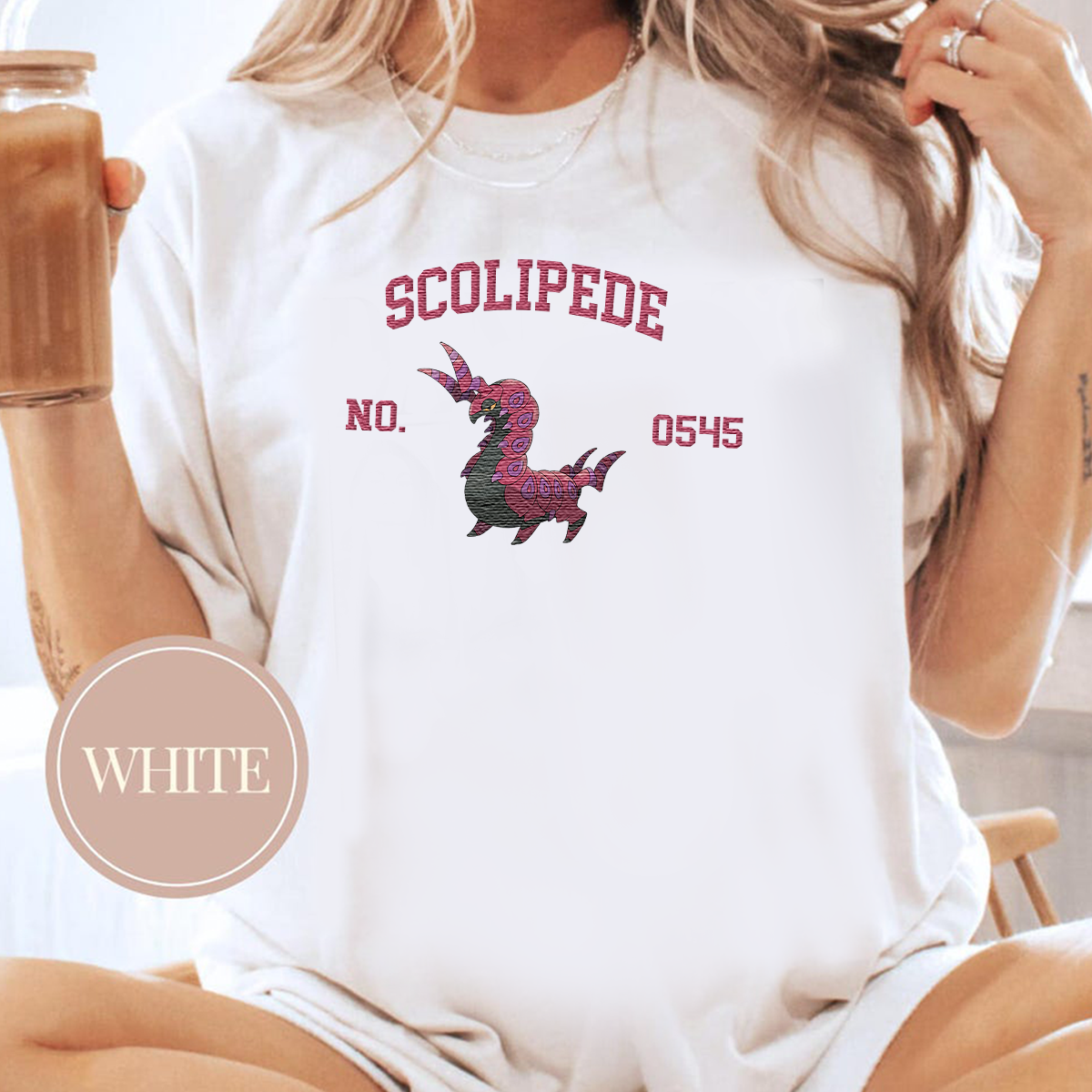 Scolipede Adorable Anime-Themed Embroidered T-Shirt,Crewneck,Hoodie-Trendy Versatile and a Thoughtful Gift for Friends,H-C-1543