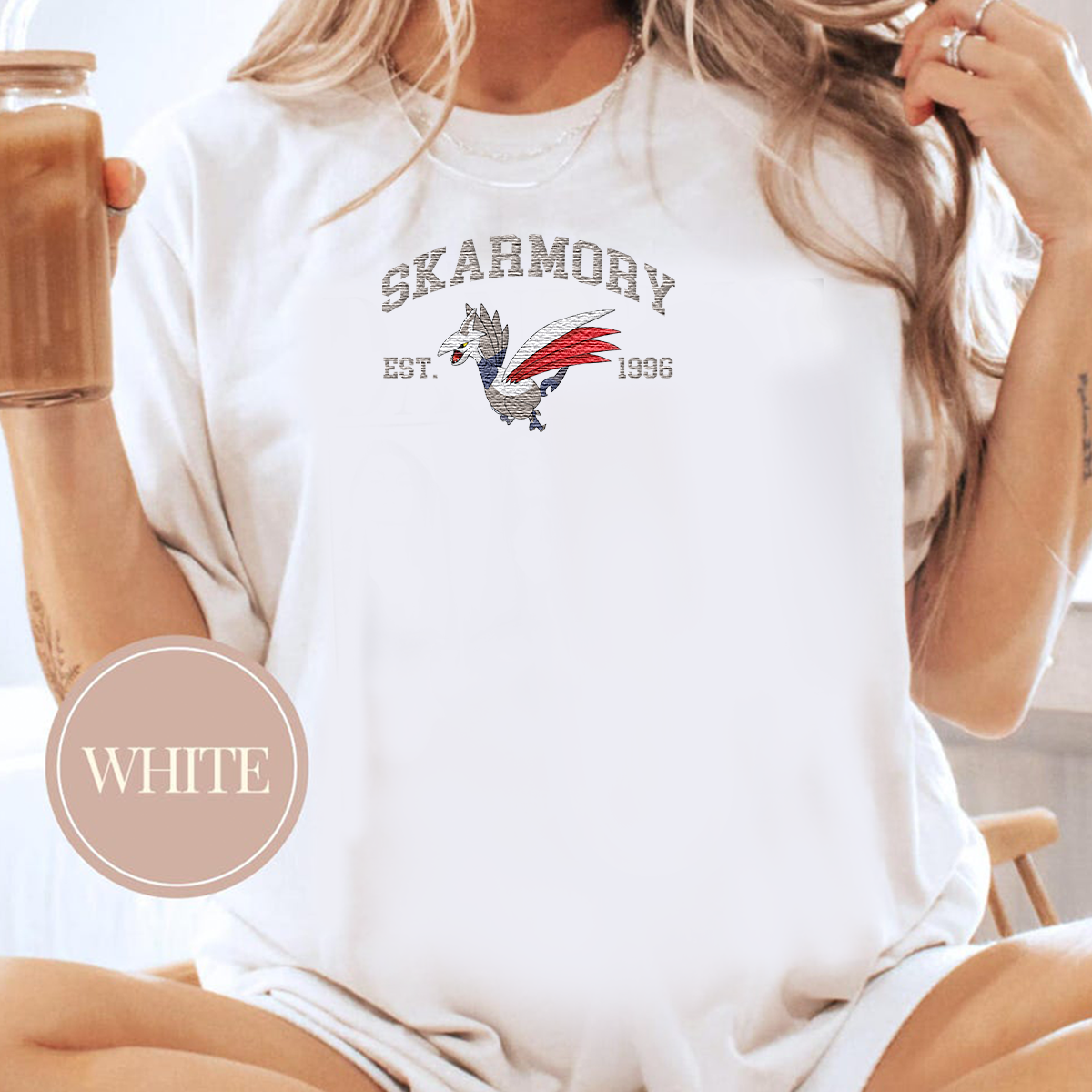 Skarmory Adorable Anime-Themed Embroidered T-Shirt,Crewneck,Hoodie-Trendy Versatile and a Thoughtful Gift for Friends,H-C-849