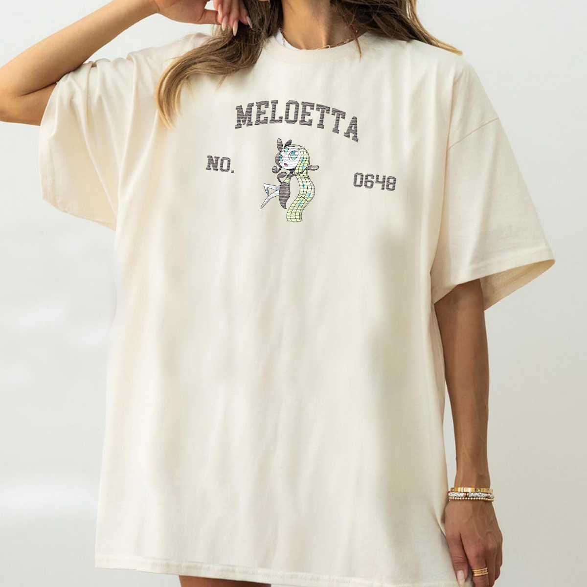 Meloetta Adorable Anime-Themed Embroidered T-Shirt,Crewneck,Hoodie-Trendy Versatile and a Thoughtful Gift for Friends,H-C-1769