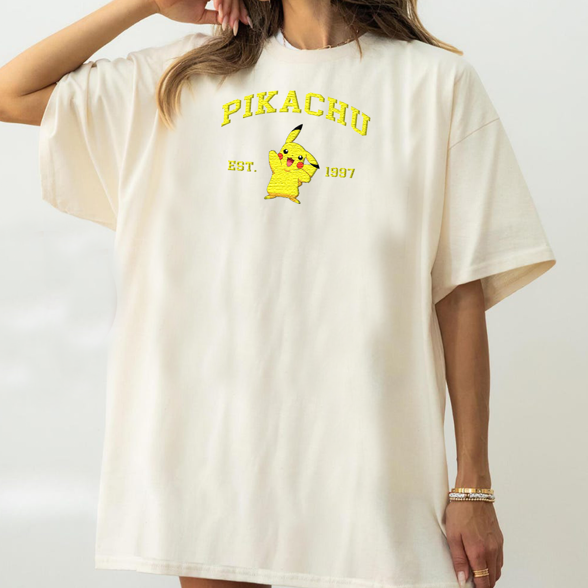 Pikachu Adorable Anime-Themed Embroidered T-Shirt,Crewneck,Hoodie-Trendy Versatile and a Thoughtful Gift for Friends,H-C-723