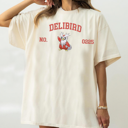 Delibird Adorable Anime-Themed Embroidered T-Shirt,Crewneck,Hoodie-Trendy Versatile and a Thoughtful Gift for Friends,H-C-1627