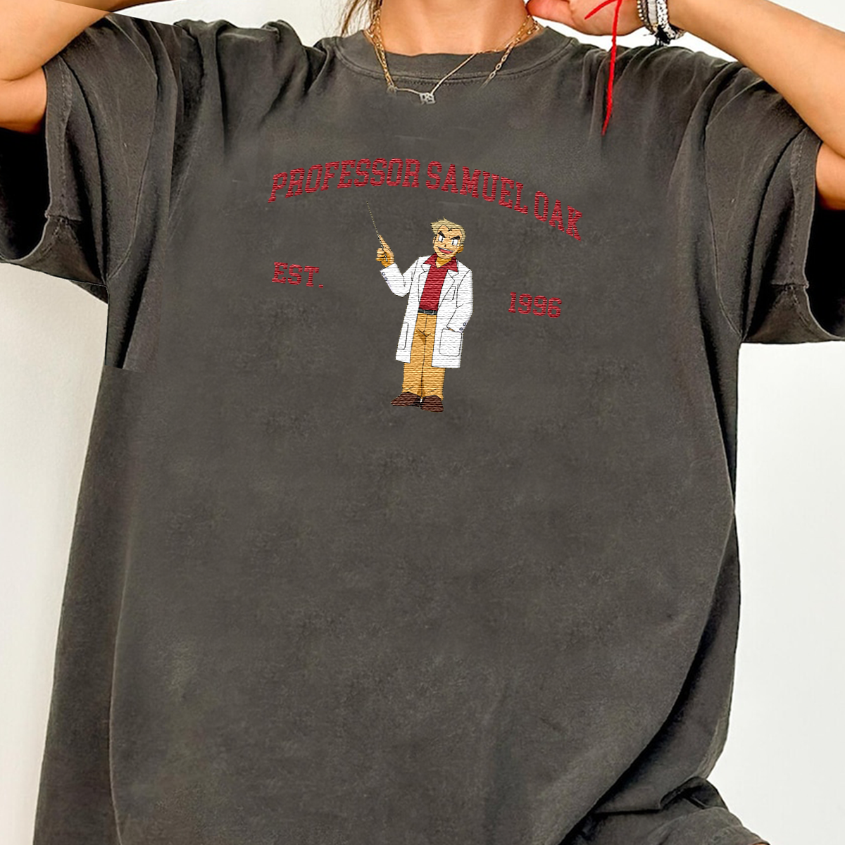 Professor Samuel Adorable Anime-Themed Embroidered T-Shirt,Crewneck,Hoodie-Trendy Versatile and a Thoughtful Gift for Friends,H-C-1451