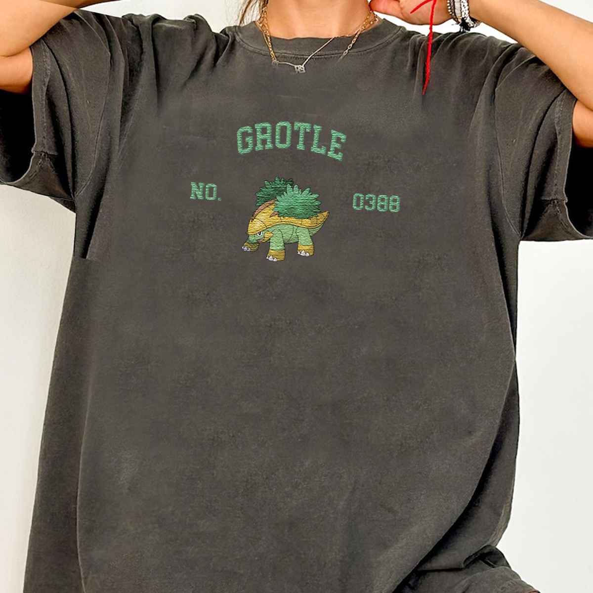 Grotle Adorable Anime-Themed Embroidered T-Shirt,Crewneck,Hoodie-Trendy Versatile and a Thoughtful Gift for Friends,H-C-1726