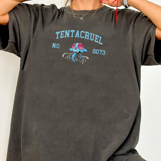 Tentacruel Adorable Anime-Themed Embroidered T-Shirt,Crewneck,Hoodie-Trendy Versatile and a Thoughtful Gift for Friends,H-C-1433