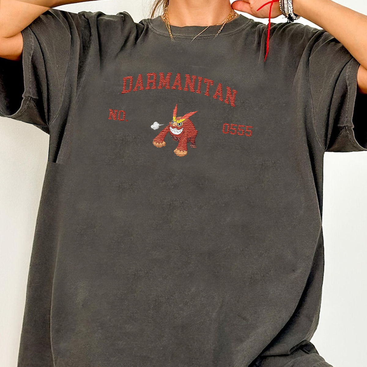 Darmanitan Adorable Anime-Themed Embroidered T-Shirt,Crewneck,Hoodie-Trendy Versatile and a Thoughtful Gift for Friends,H-C-1658